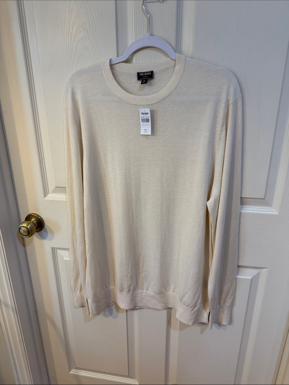 Todd Snyder Silk Cashmere Ivory Crewneck Sweater Sz XL. New/Flawed. Box55